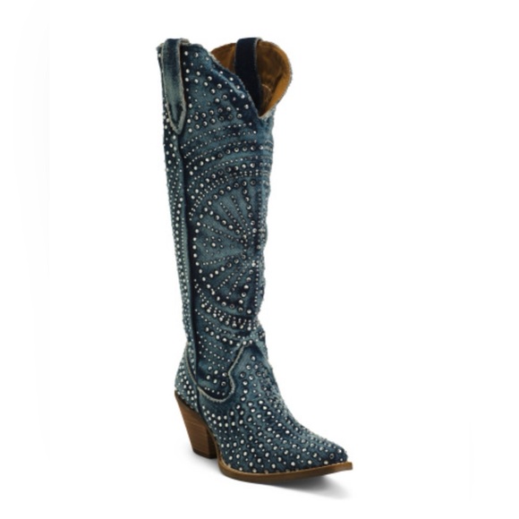 dingo Shoes - DINGO WOMEN'S HONKYTONK HONEY TALL DENIM BOOTS - SNIP TOE